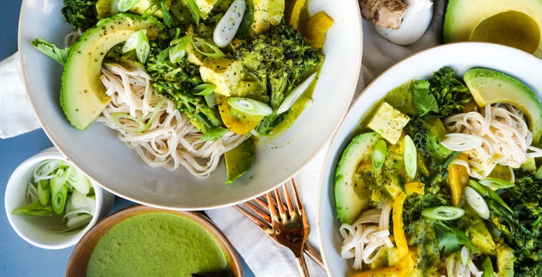 Spicy Vegan Avocado Coconut Curry Noodles