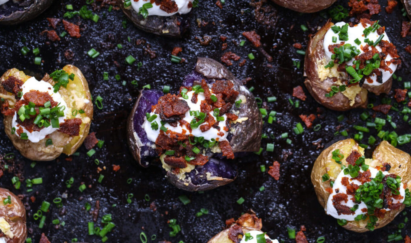 Vegan Smashed and Loaded Potatoes