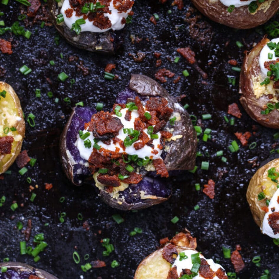 Vegan Smashed and Loaded Potatoes