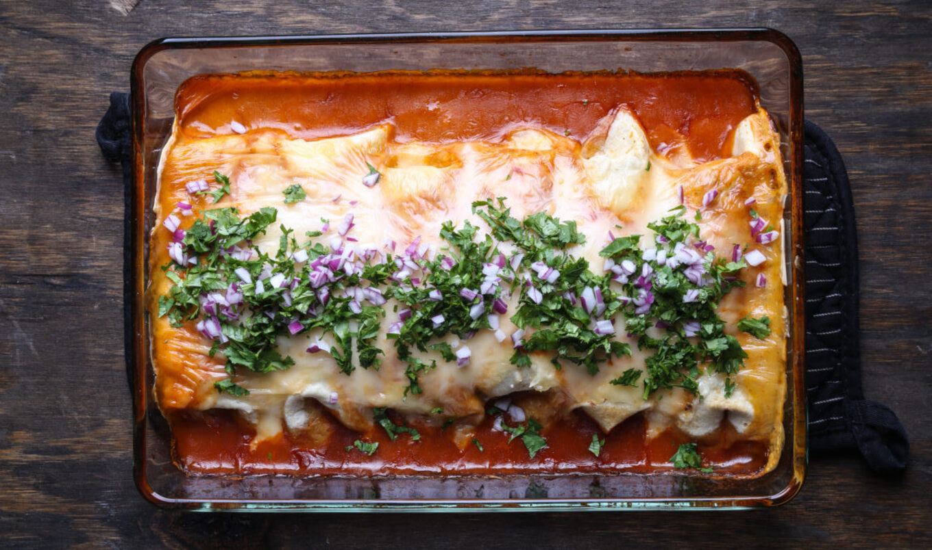 Vegan Sweet Potato and Sausage Enchiladas