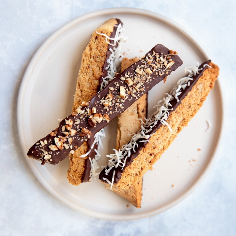 Crunchy Vegan Coconut Pecan Biscotti