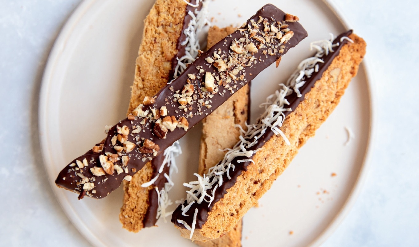 Crunchy Vegan Coconut Pecan Biscotti