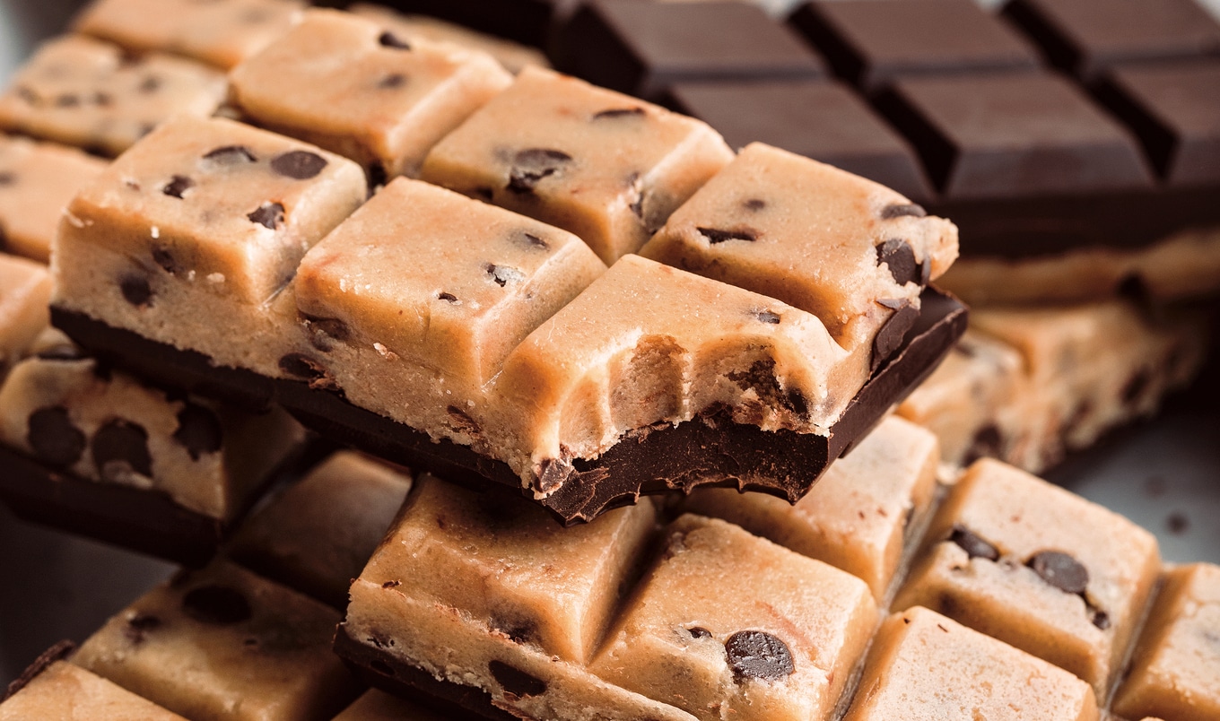 Chewy Vegan Cookie Dough-Topped Chocolate Bars