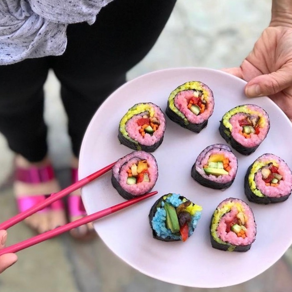 Pink Vegan Sushi Rolls With Creamy Ginger-Tamari Sauce