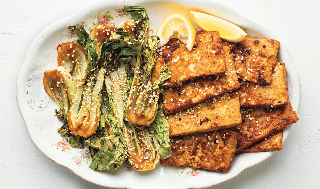 Miso-Mustard Tempeh With Roasted Baby Bok Choy