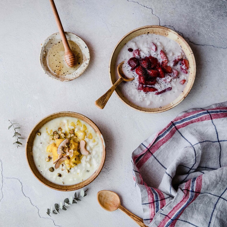 Vegan Pomegranate Pineapple Breakfast Rice Pudding