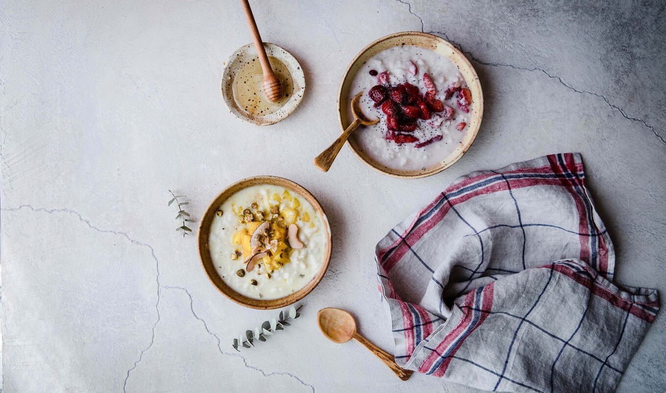 Vegan Pomegranate Pineapple Breakfast Rice Pudding