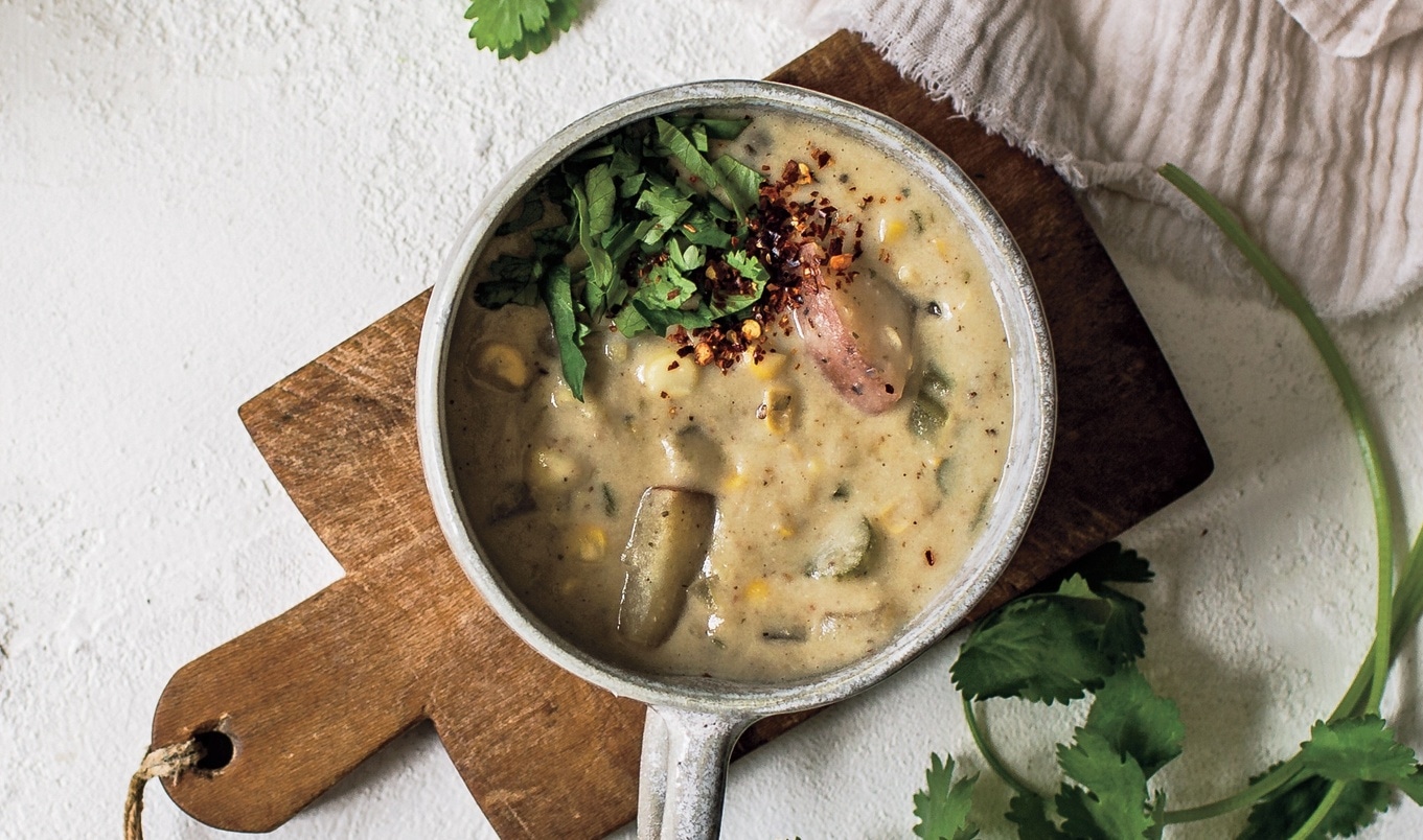 Creamy Vegan Corn Chowder With Jalapeños