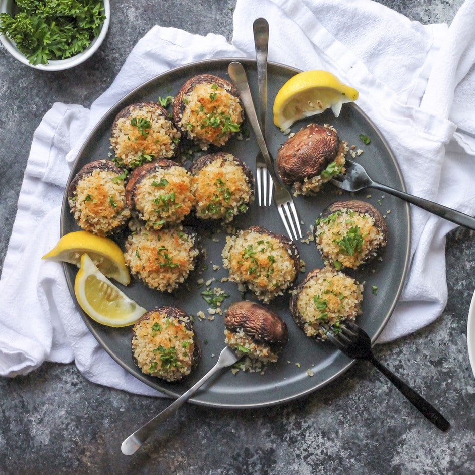 Vegan Crab and Cream Cheese-Stuffed Mushrooms