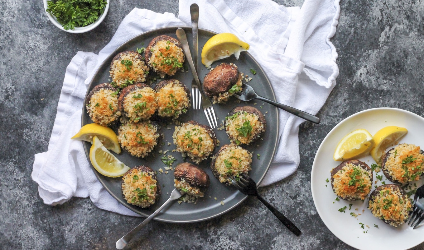 Vegan Crab and Cream Cheese-Stuffed Mushrooms