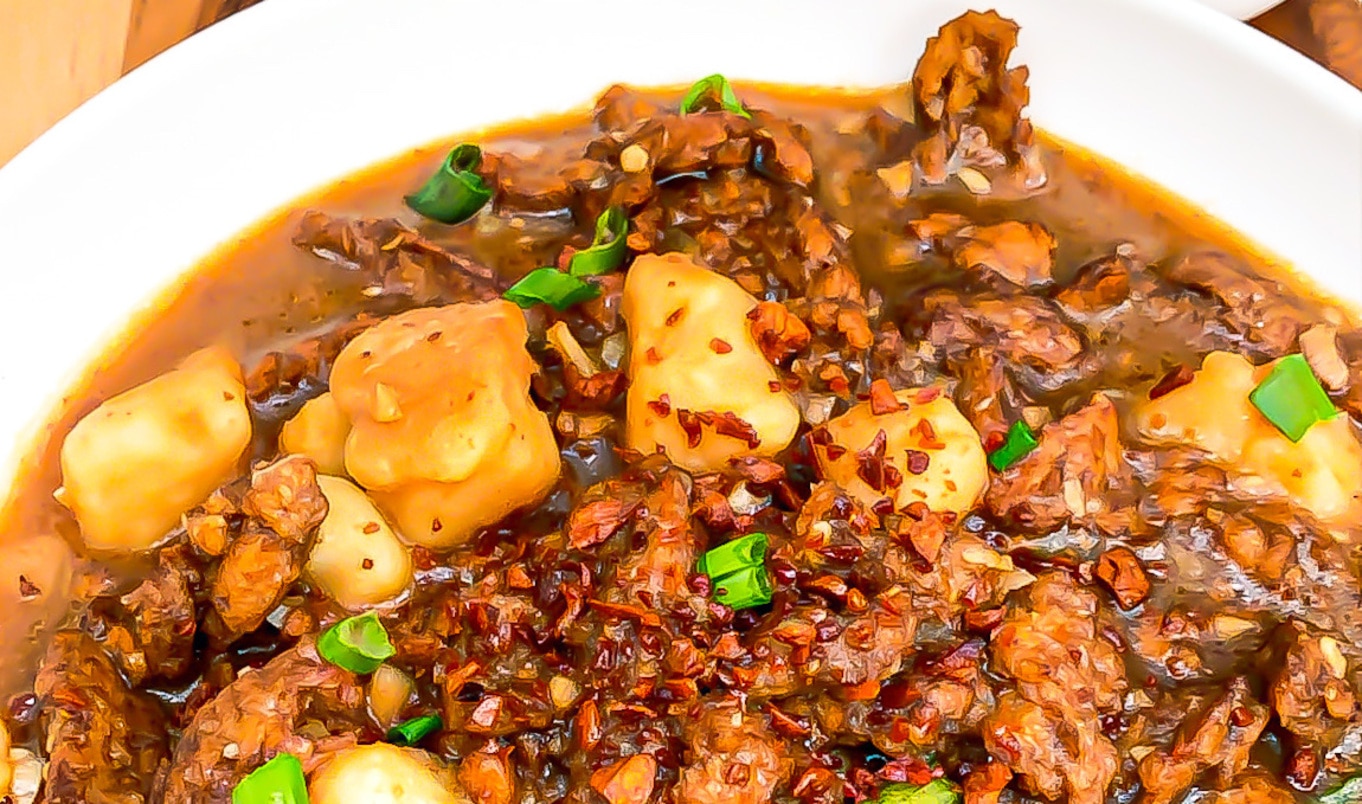 Vegan Filipinx Adobo With Tangy Soy Curls and Potatoes