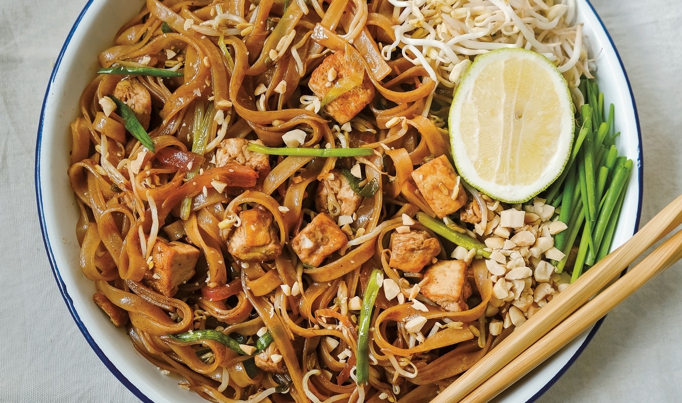 Saucy Vegan Pad Thai With Crisp Pan-Fried Tofu