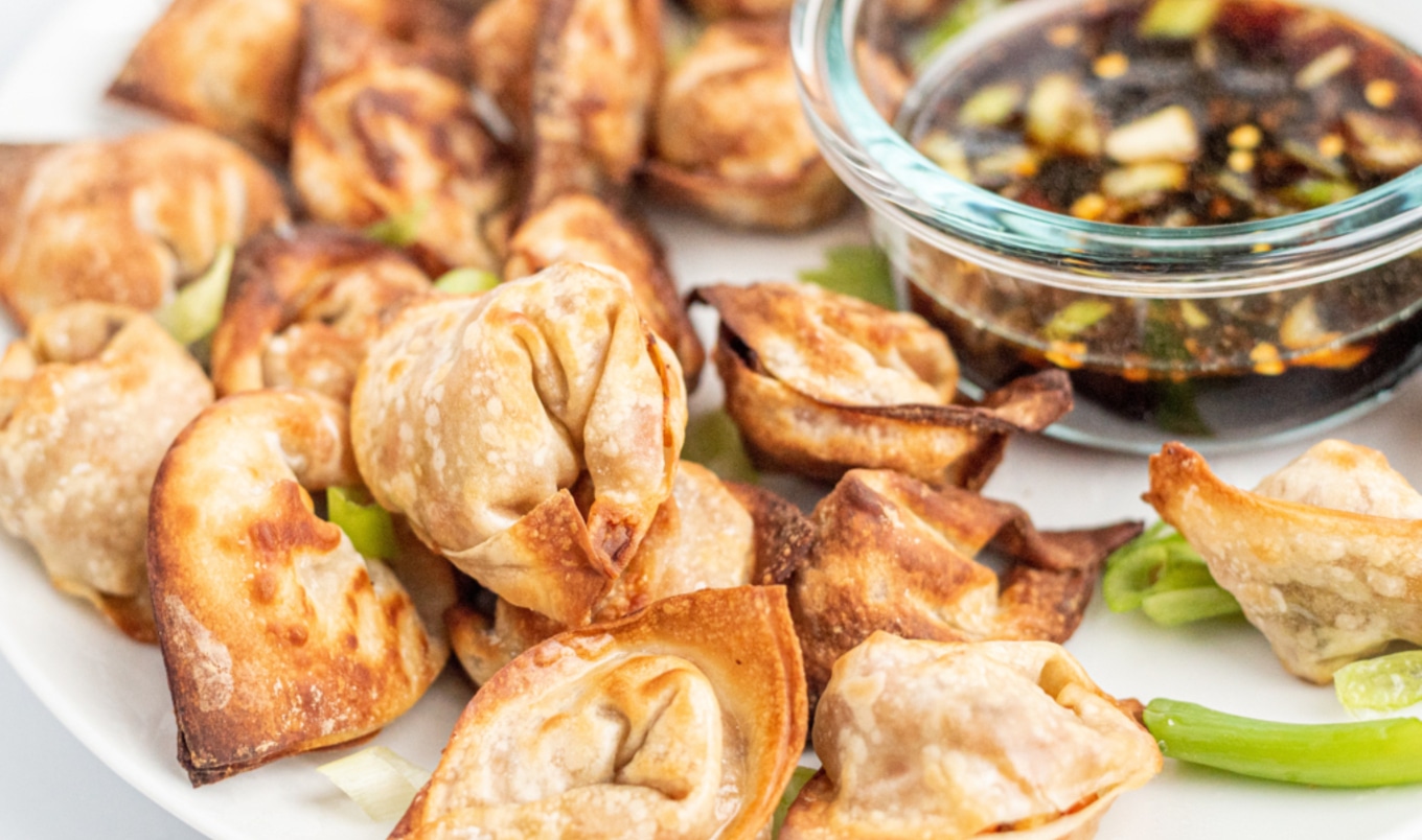 Crispy Vegan Air-Fryer Wontons With Sesame Dipping Sauce