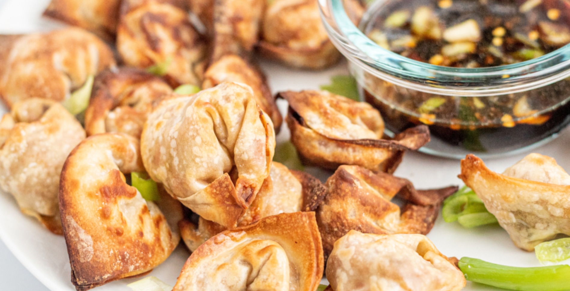 Crispy Vegan Air-Fryer Wontons With Sesame Dipping Sauce