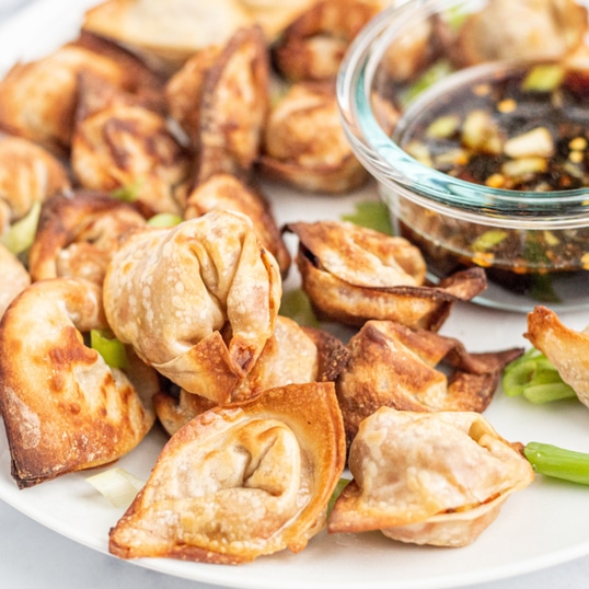 Crispy Vegan Air-Fryer Wontons With Sesame Dipping Sauce