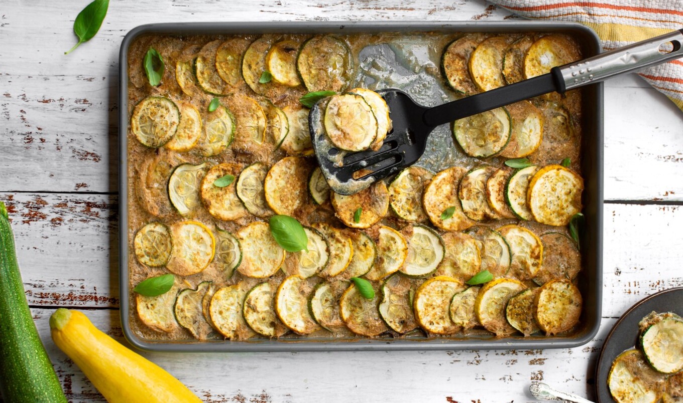 Cheesy Vegan Scalloped Summer Squash