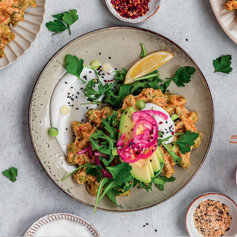 Savory Vegan Cheesy Broccoli Waffles