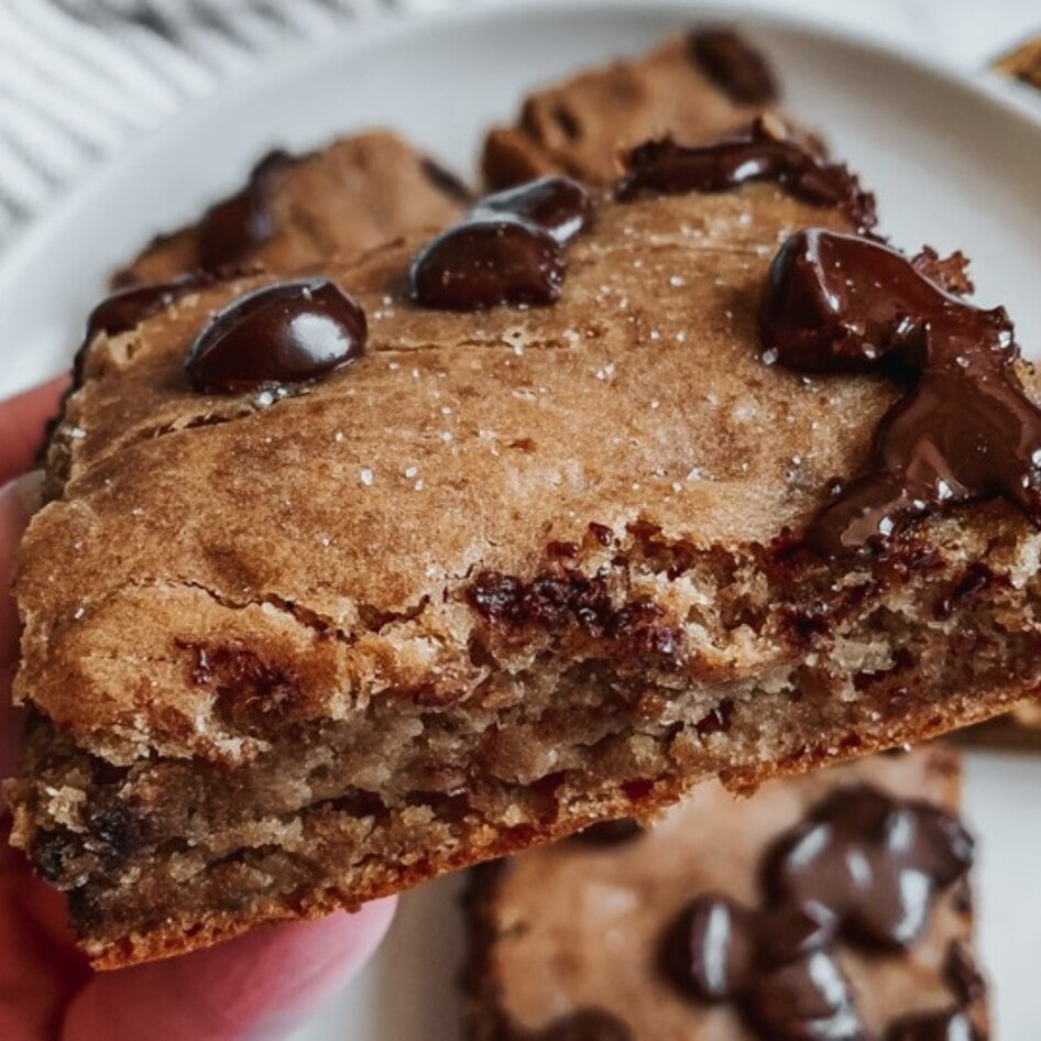 Vegan Salted Chocolate and Banana Bread Blondies