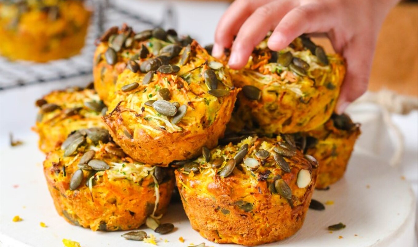 Savory Vegan Cheesy Zucchini and Carrot Muffins