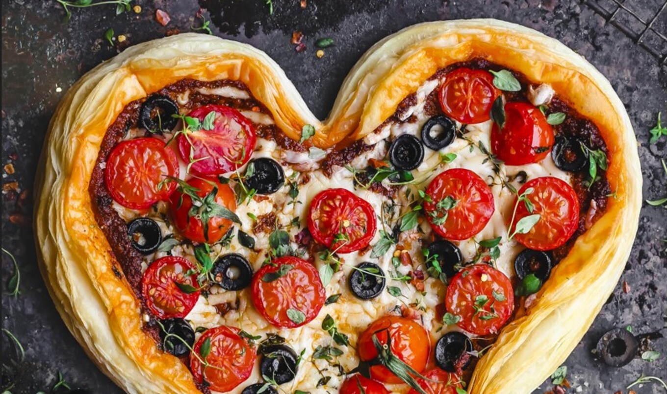 Vegan Heart-Shaped Tomato Tart With Spiced Red Pesto