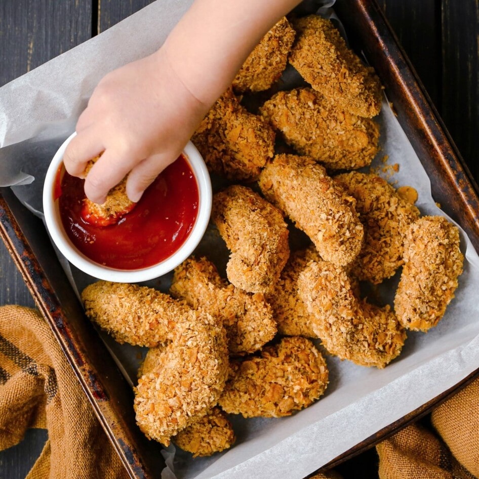 Crispy, Golden, Baked Vegan Chickpea Nuggets