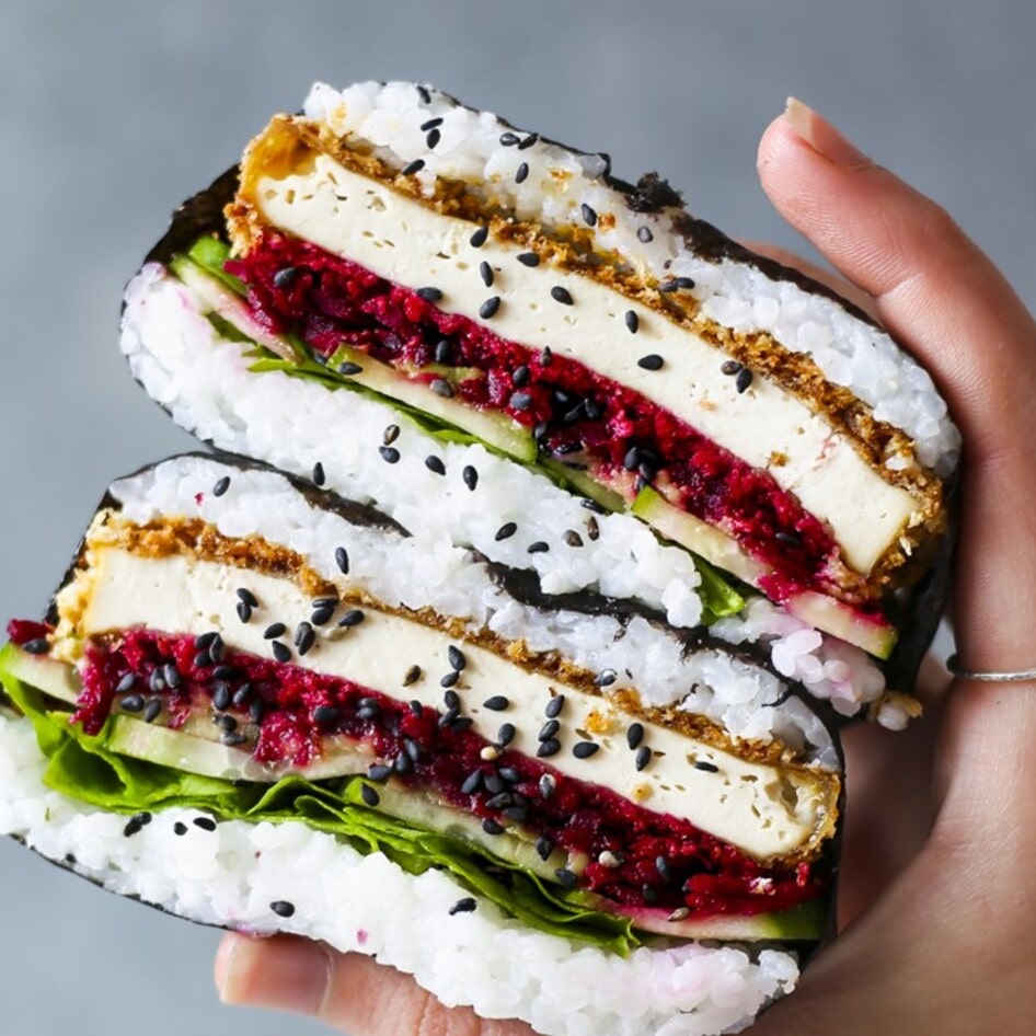 Vegan Sushi Sandwich With Crispy Tofu and Pickled Beets