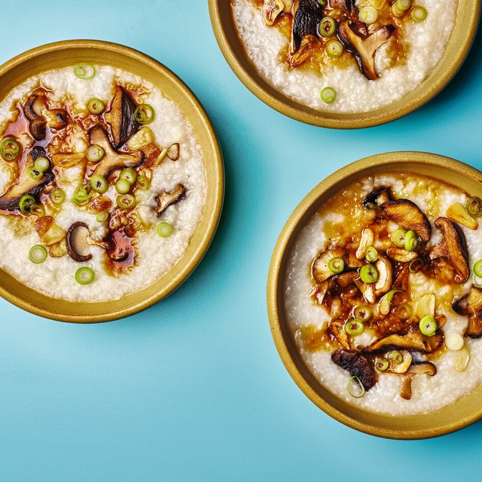 Vegan Shiitake Crispy Garlic Congee