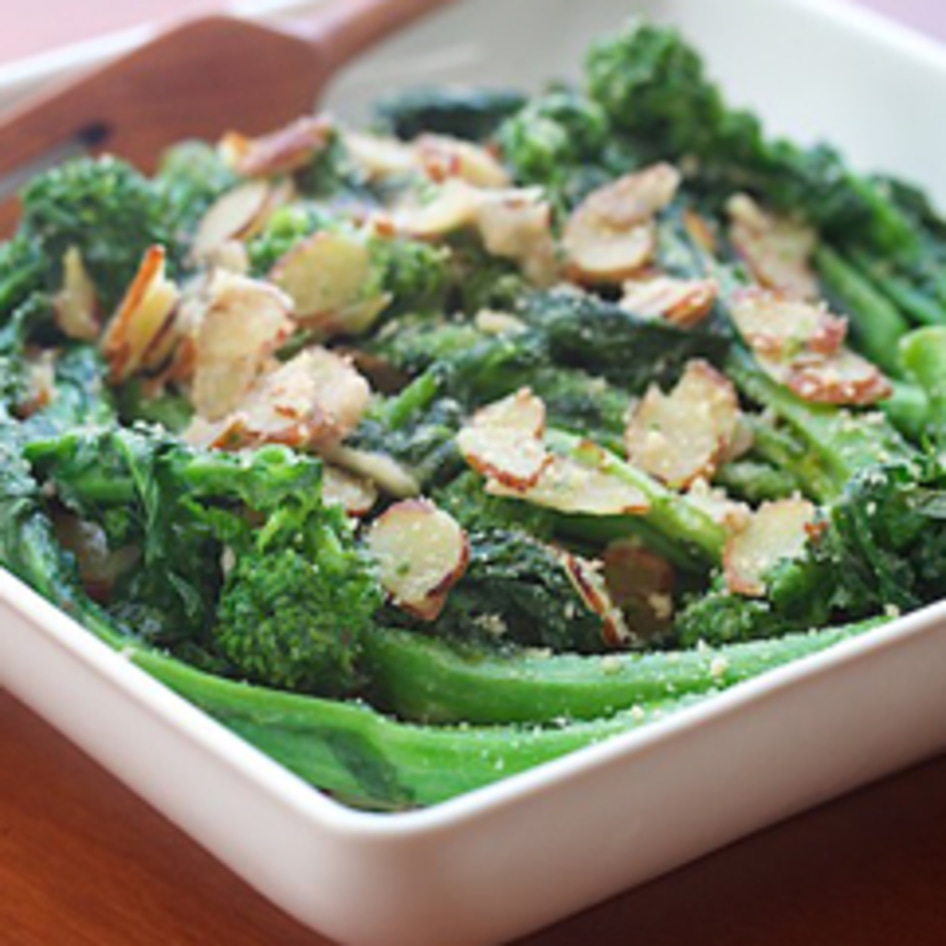 Vegan Buttery Broccoli Rabe Almondine