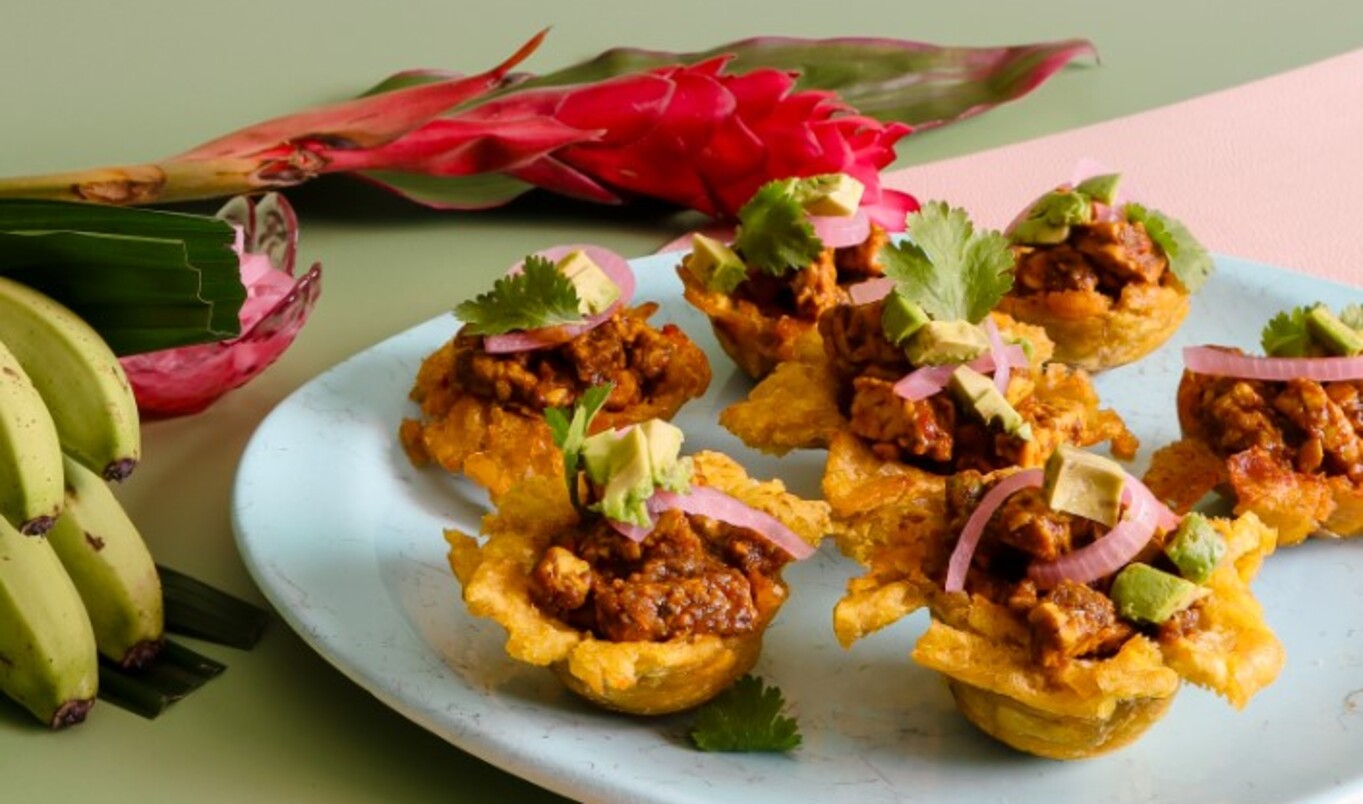 Vegan Tempeh-Filled Plantain Cups (Tostones Rellenos)