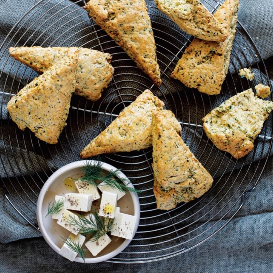 Vegan&nbsp;Macadamia Feta and Herb Biscuits