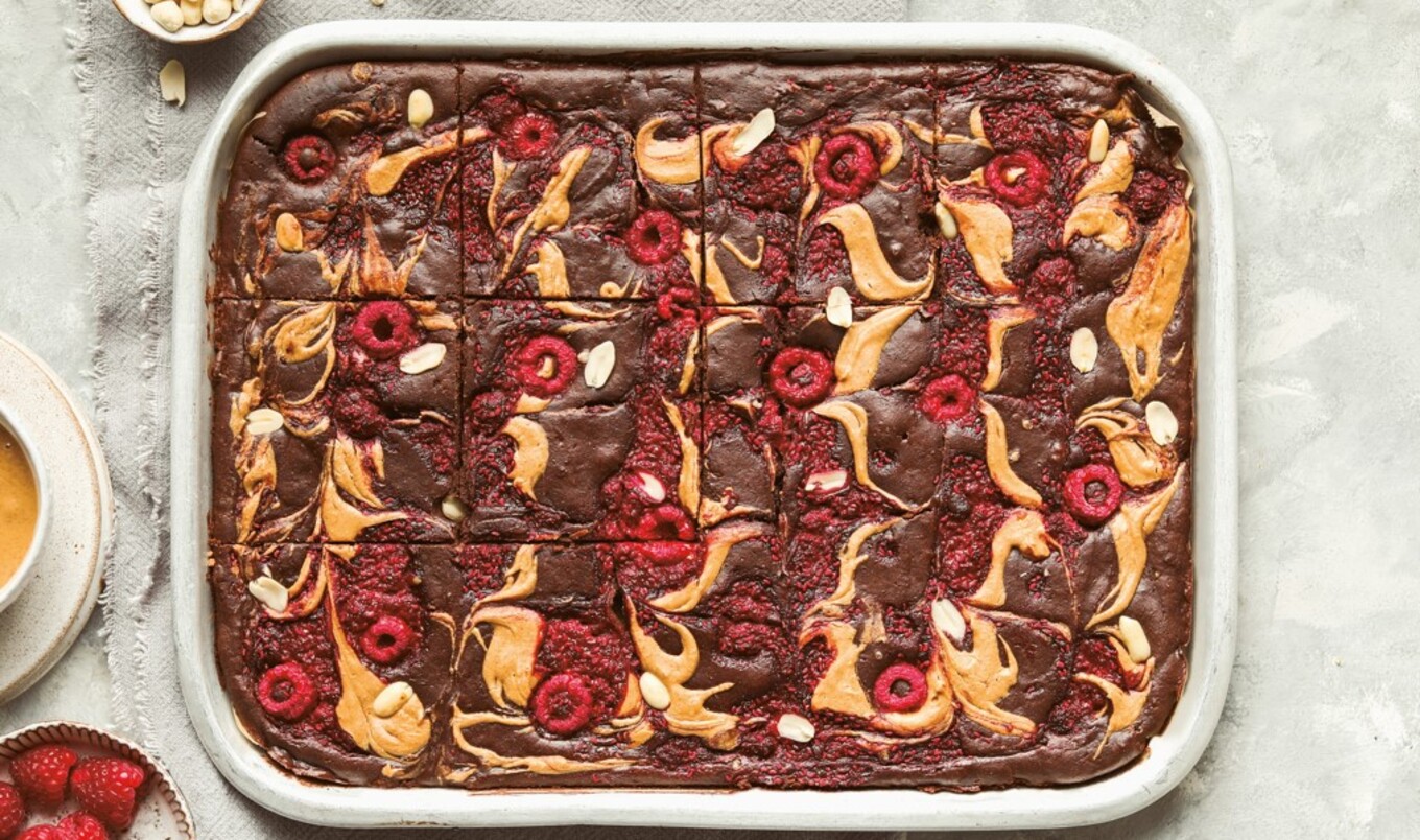 Vegan Peanut Butter and Jam Swirled Fudgy Brownies