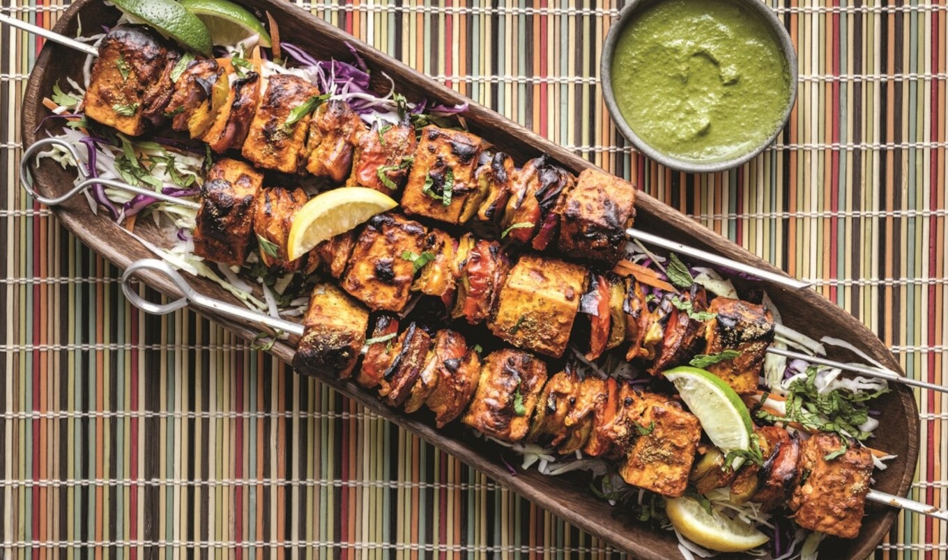 Vegan Indian-Style Tofu Tikka Skewers