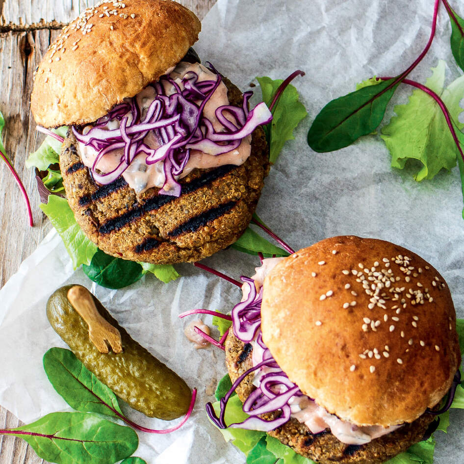 Grillable Vegan Quinoa and Chickpea Burgers