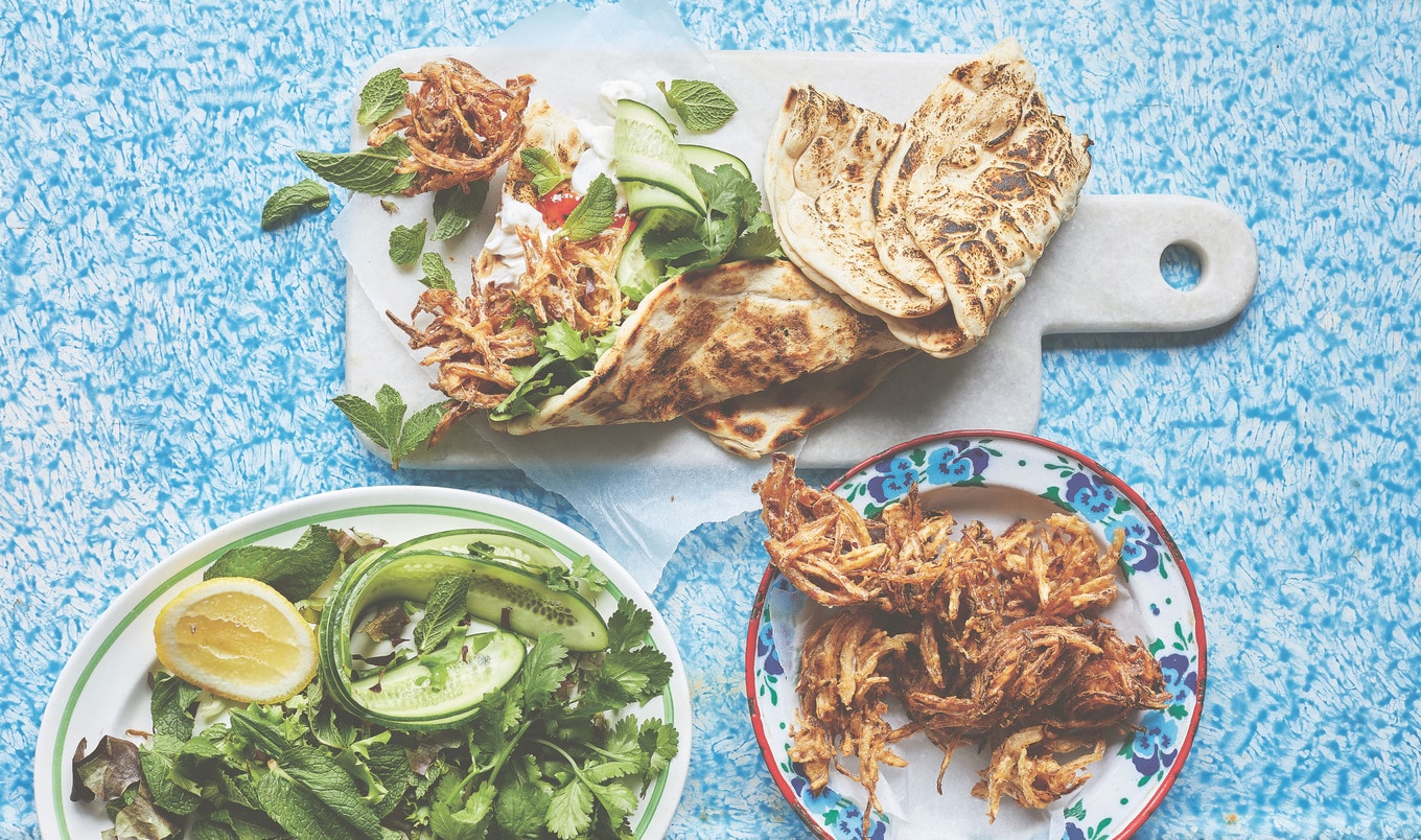 Vegan Spiced Bhaji Naan Wraps With Mango Chutney