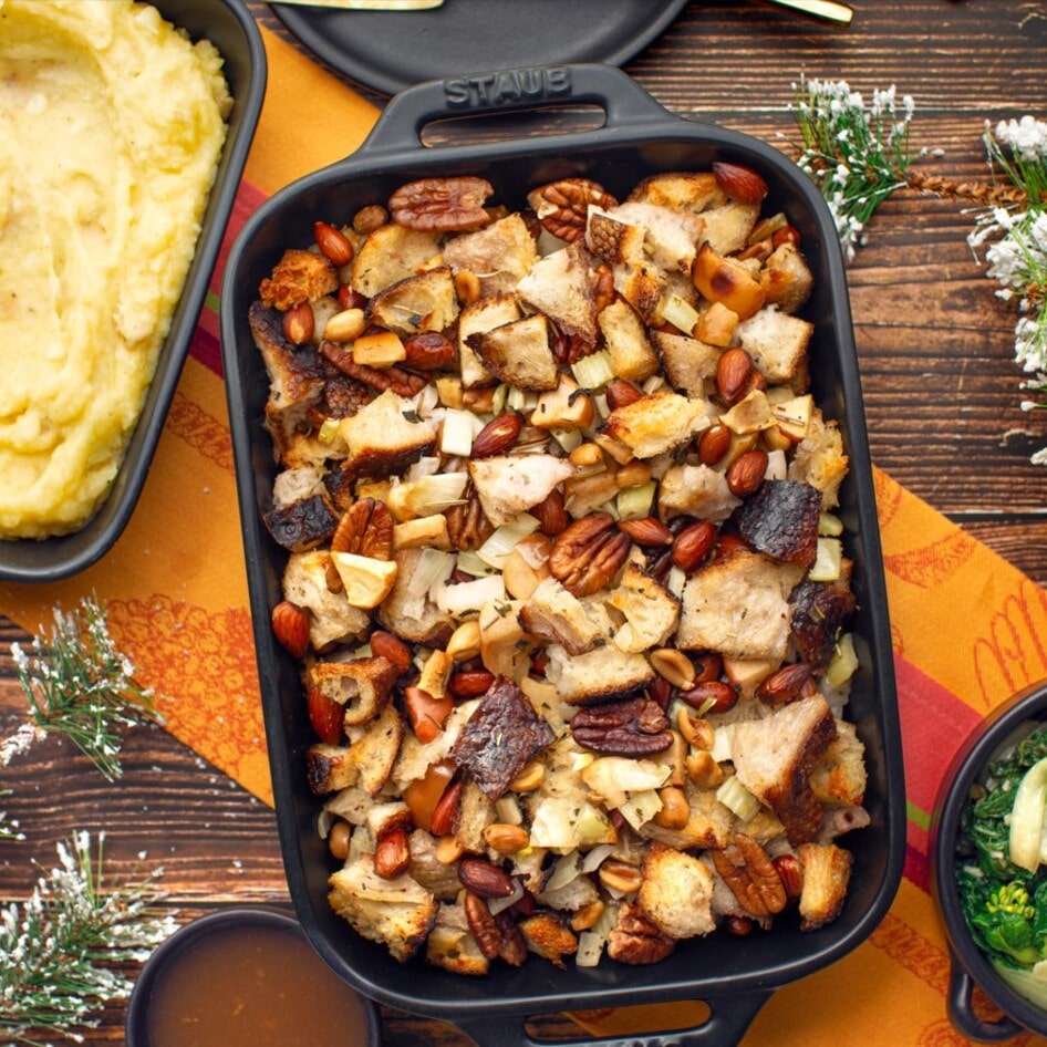 Vegan Pecan Rosemary-Sage Stuffing