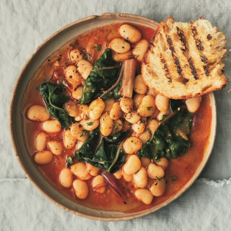 Shortcut Brothy Beans With Tomatoes &amp; Garlic