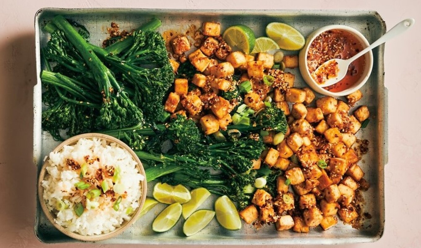 Vegan Firecracker Tofu With Broccolini and Chili Garlic Oil