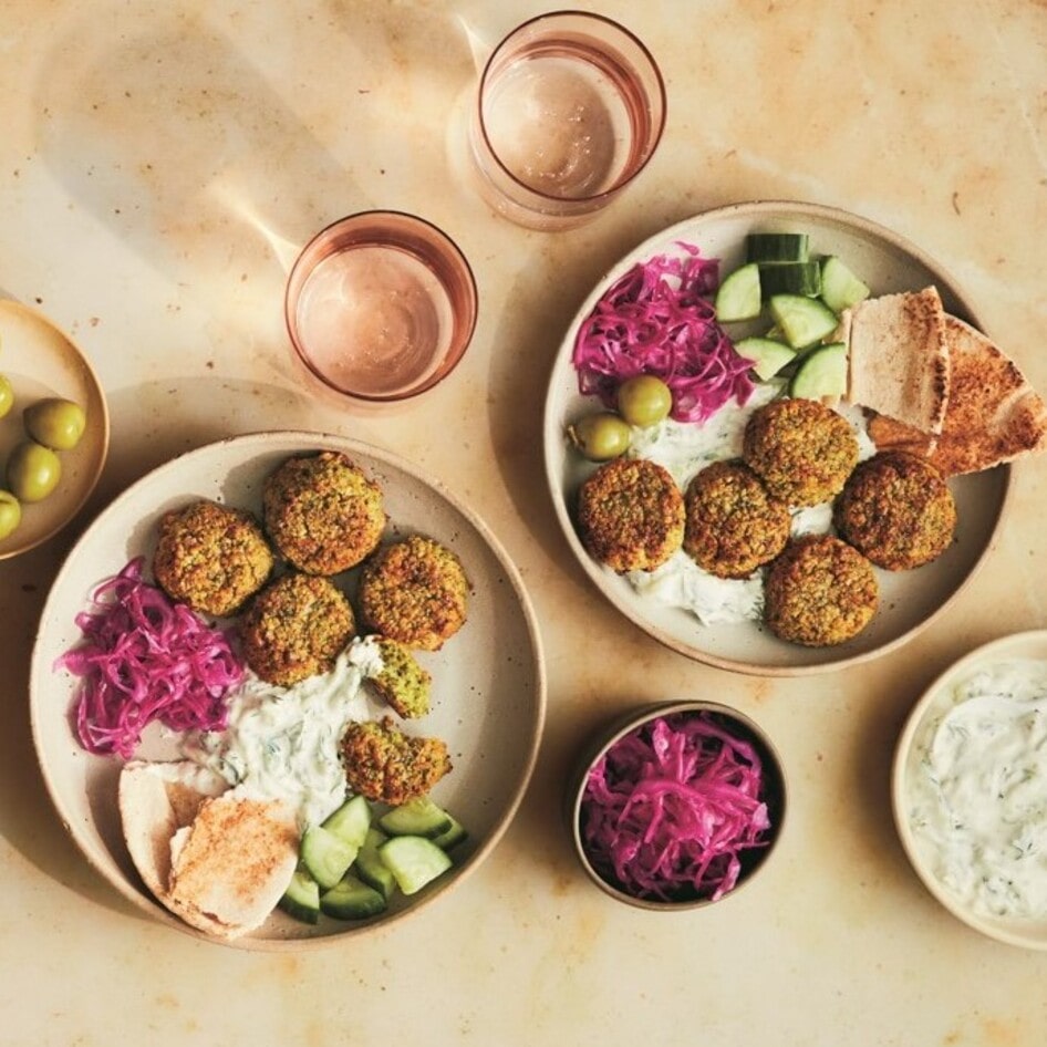 Falafel Bowls With Quick-Pickled Cabbage and Tzatziki