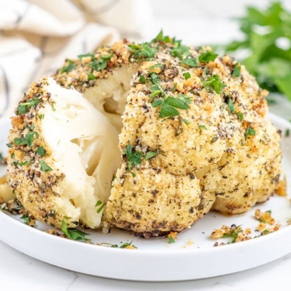 Vegan Garlicky Herb-Roasted Whole Cauliflower&nbsp;