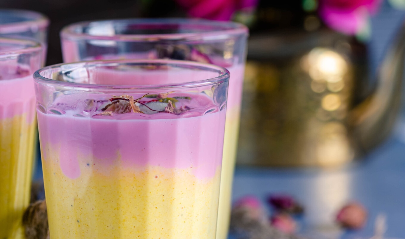 Sweet Vegan Mango Lassi With Rose