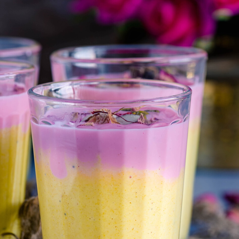 Sweet Vegan Mango Lassi With Rose