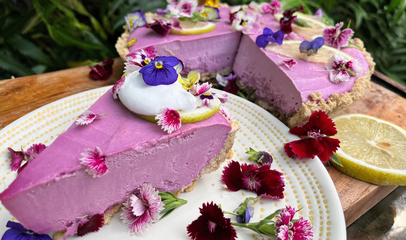 Vegan&nbsp;Lemon Ube Cheesecake