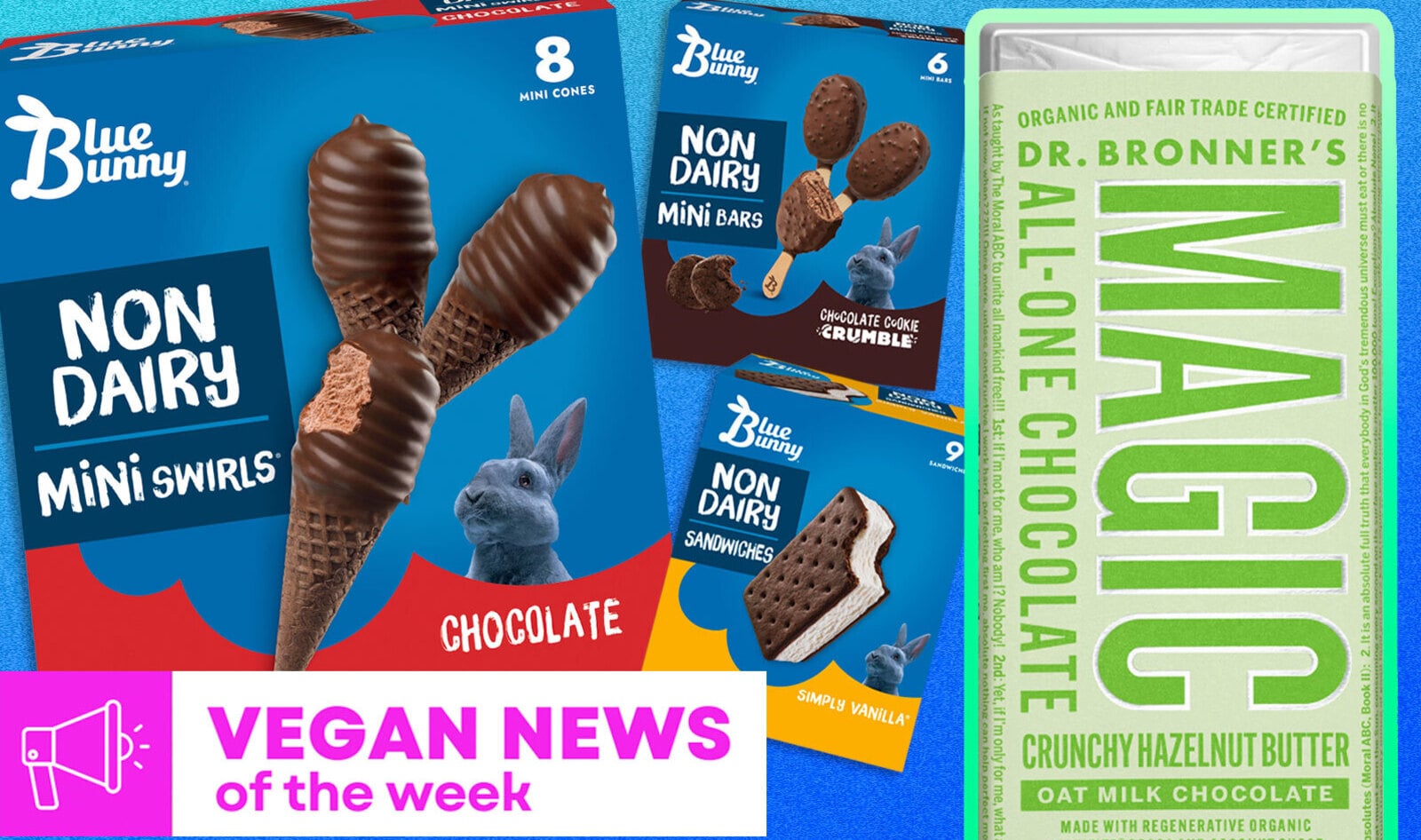 Vegan Food News of the Week: Dr. Bronner’s Oat Milk Chocolate, Blue Bunny Ice Cream, and More