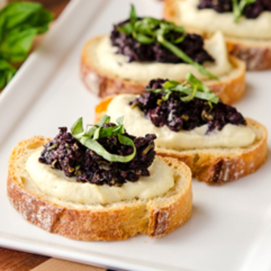 Vegan Cauliflower-Cashew Crostini With Tapenade