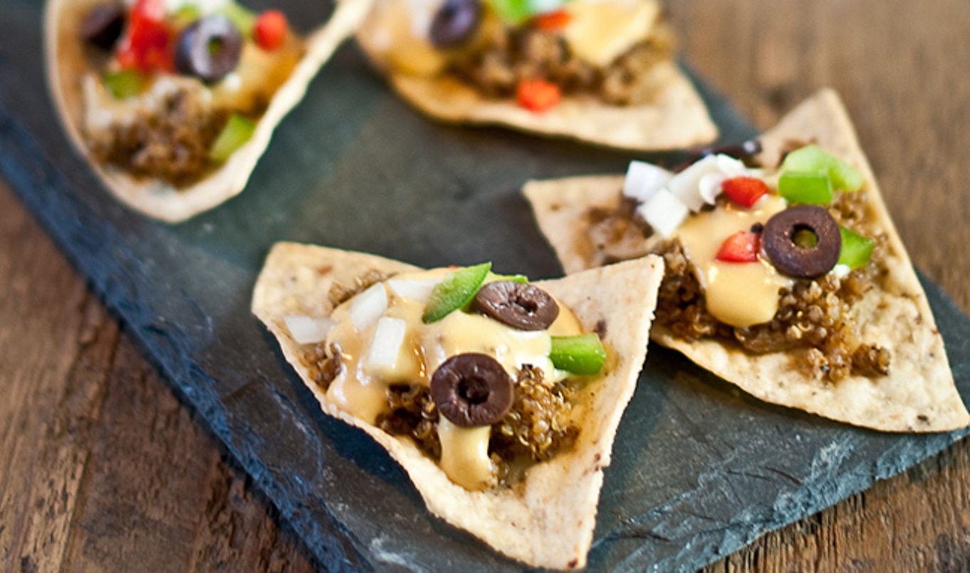 Cheesy Vegan Nachos with Quinoa Chili