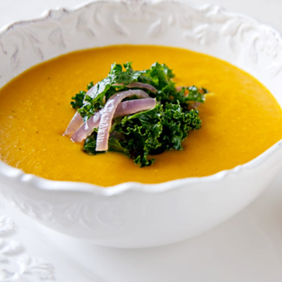 Roasted Coconut Butternut Squash Soup With Kale