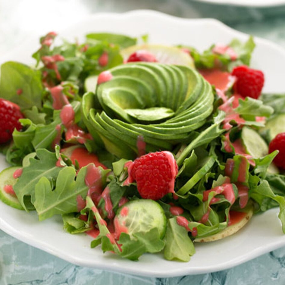 Vegan Avocado Salad With Raspberry Dressing