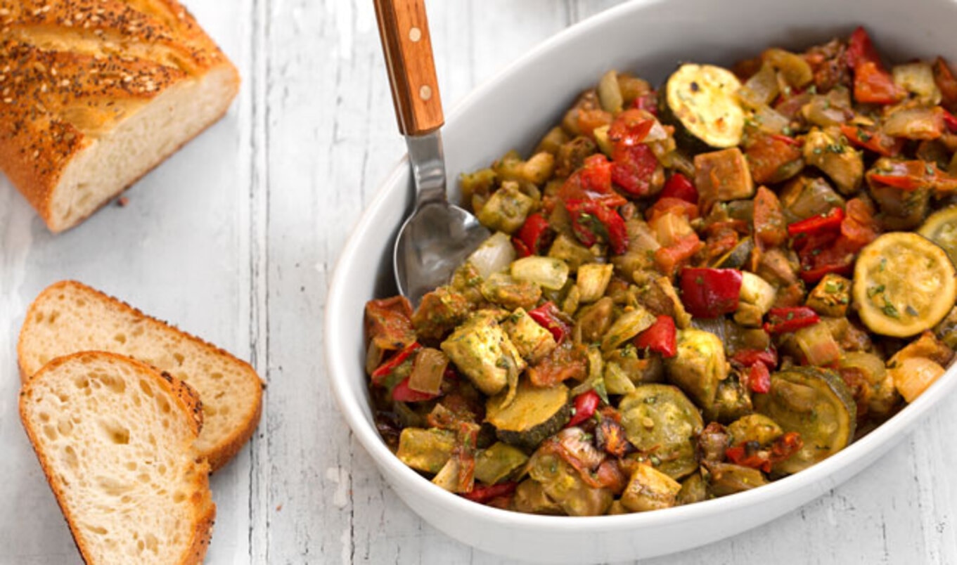 Vegan Roasted Ratatouille With Basil Pistou