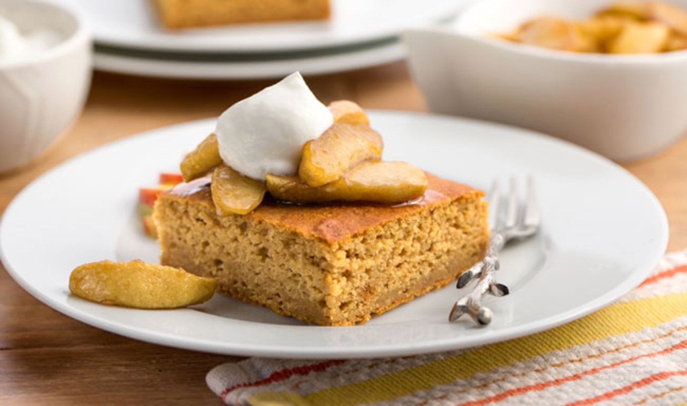 Spiced Vegan Apple Cake With Maple Topping and Whipped Cream