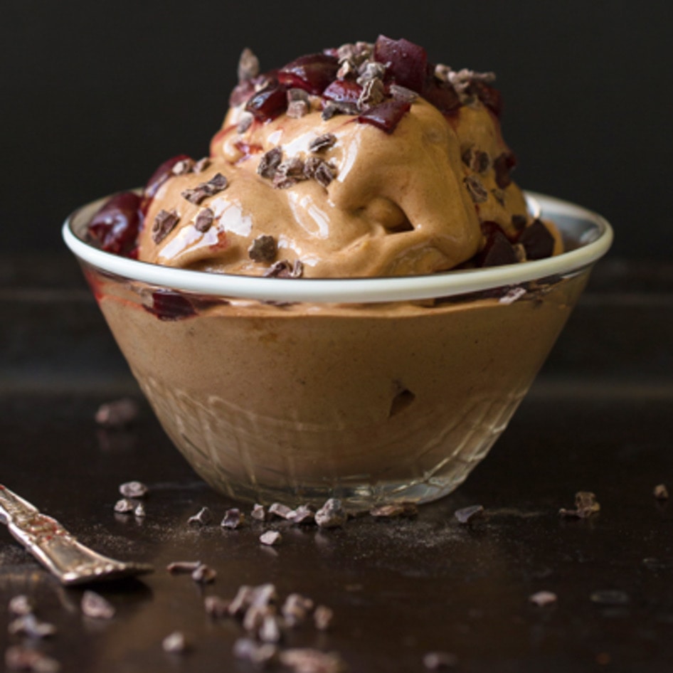 Vegan Double-Chocolate Cherry Chunk Ice Cream